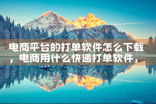 电商平台的打单软件怎么下载